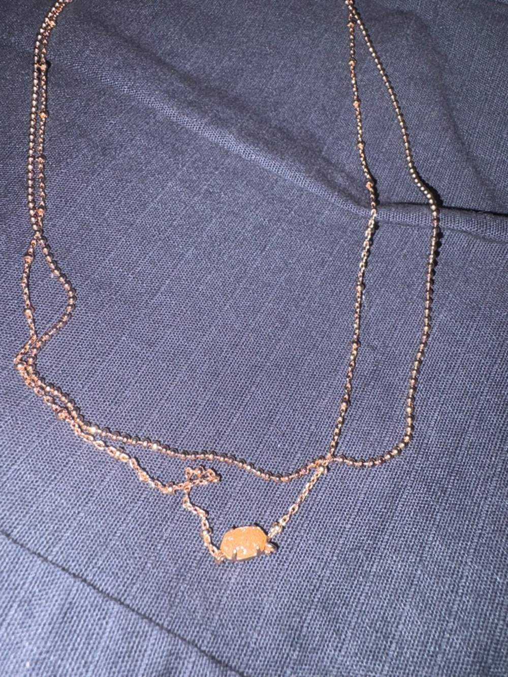 Kendra Scott Rose Gold Layered Beaded Necklace with Center Sandy Drusy Charm - Picture 7 of 7